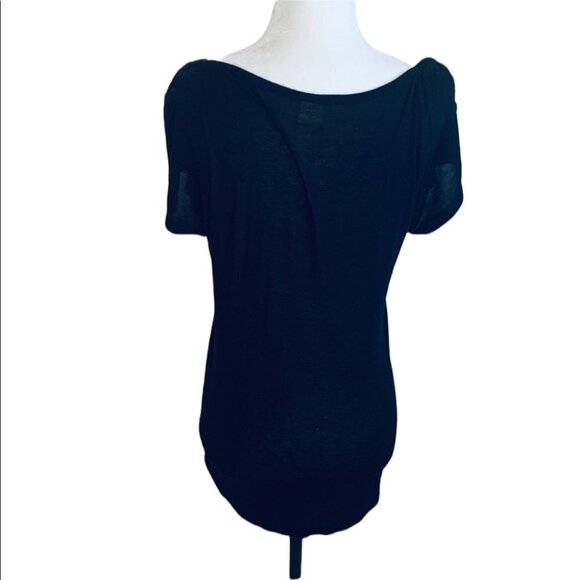 𝅺french Connection Black T-shirt Tunic Short Sleeve /Sequins Size XS - Picture 5 of 8